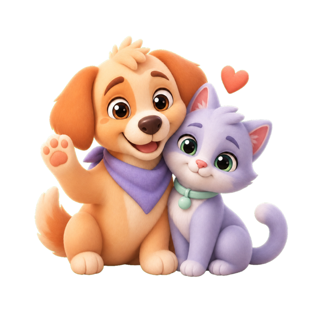 A dog and a cat sitting together